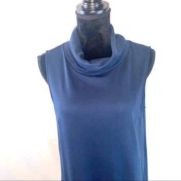 Gran Sasso Dress Medium Blue Sleeveless Turtleneck With Pockets Made in Italy - Picture 6 of 12